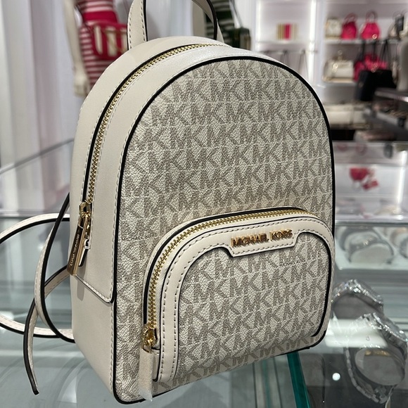Michael Kors Ladies Backpack Bag Jaycee XS Conv Zip Backpack Light Cream Multi - Picture 13 of 16